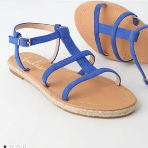 Nwot Lulu's Akina Cobalt Blue Suede Espadrille Gladiator Sandals size 7.5